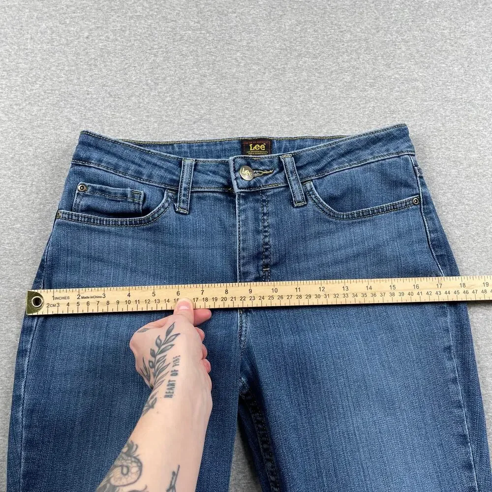 y2k LEE Jeans Womens 8s Blue Bootcut Mid Rise Medium Wash Retro 90s VTG Western